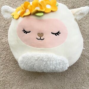 Squishmallows Cream and Pink Lamb with Yellow Flowerss